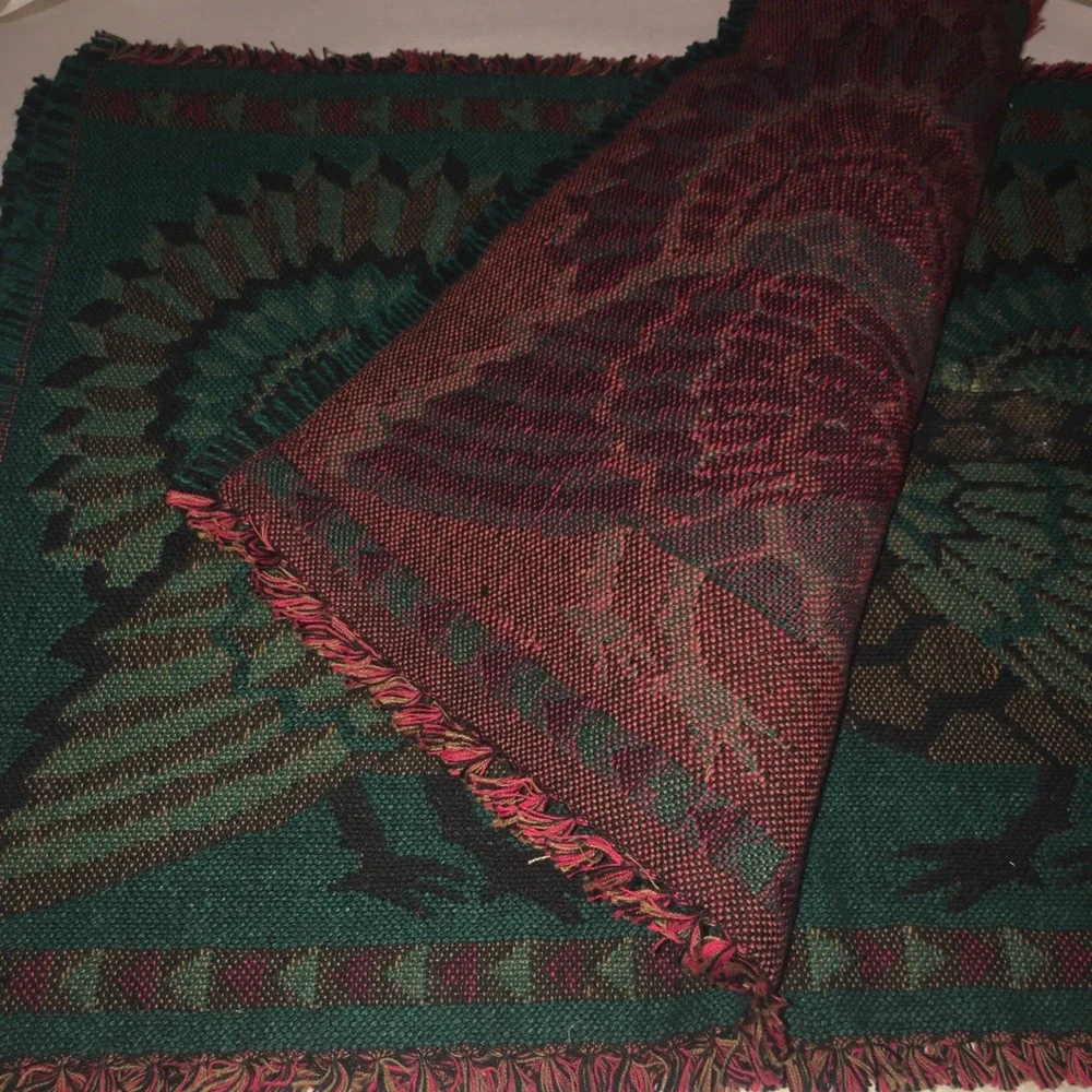 Thanksgiving Turkey Placemats Set Of 4 Tapestry Woven Primitive Style